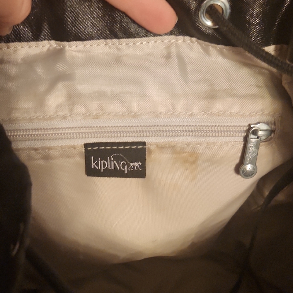 Kipling Black Luster Drawstring Backpack - image 5